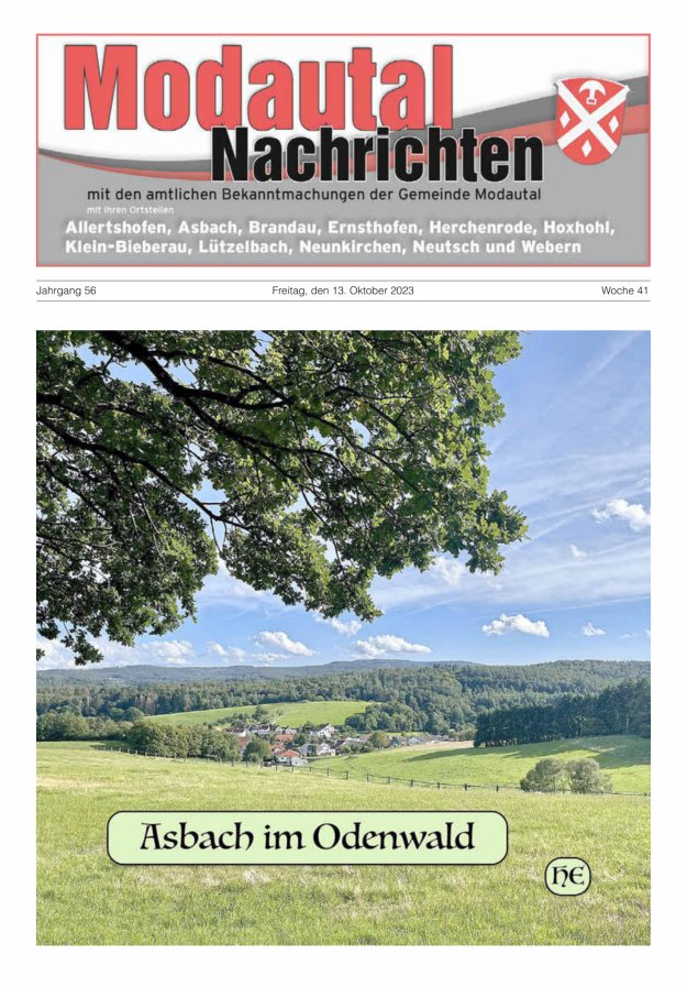 Modautal-Nachrichten Titelblatt 41/2023