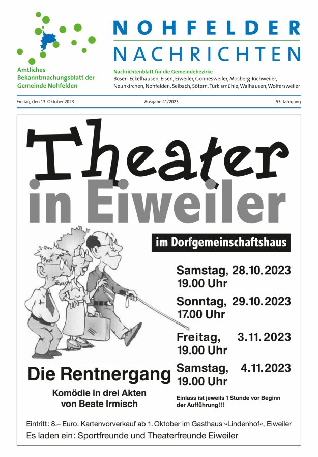 Nohfelder Nachrichten Titelblatt 41/2023