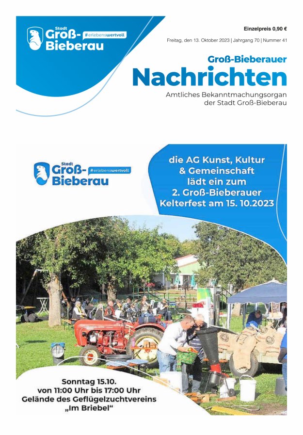 Groß-Bieberauer Nachrichten Titelblatt 41/2023