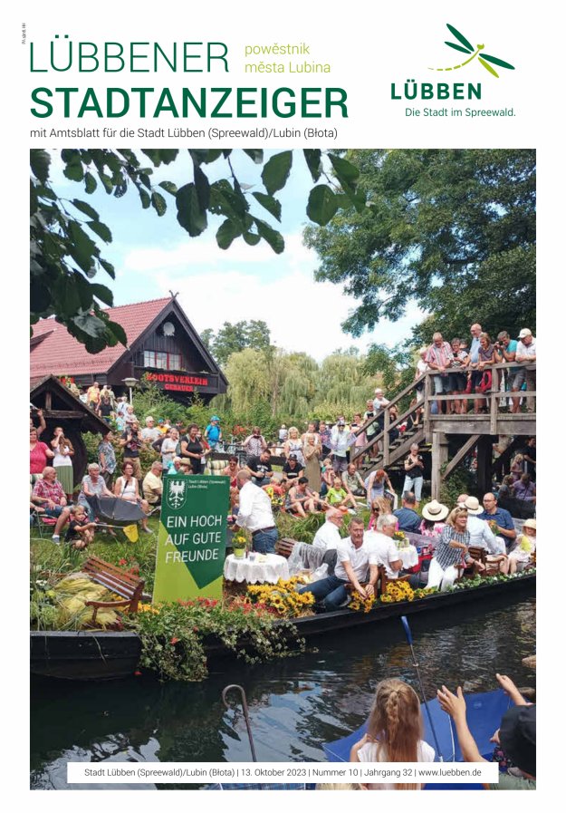 Lübbener Stadtanzeiger mit Amtsblatt für die Stadt Lübben (Spreewald) Titelblatt 10/2023