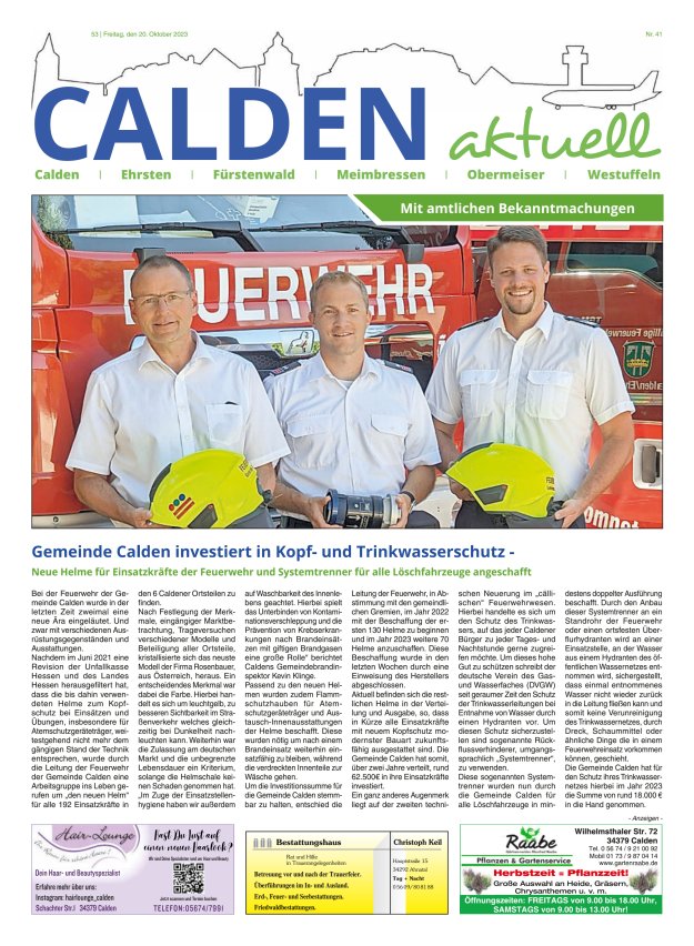 Calden aktuell Titelblatt 41/2023