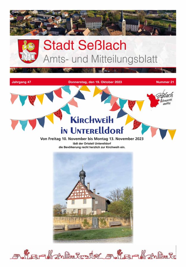 Amts- und Mitteilungsblatt Stadt Seßlach Titelblatt 21/2023