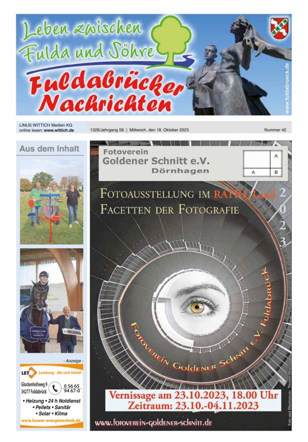 Fuldabrücker Nachrichten Titelblatt 42/2023