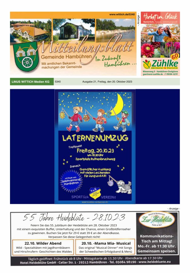 Mitteilungsblatt der Gemeinde Hambühren Titelblatt 21/2023