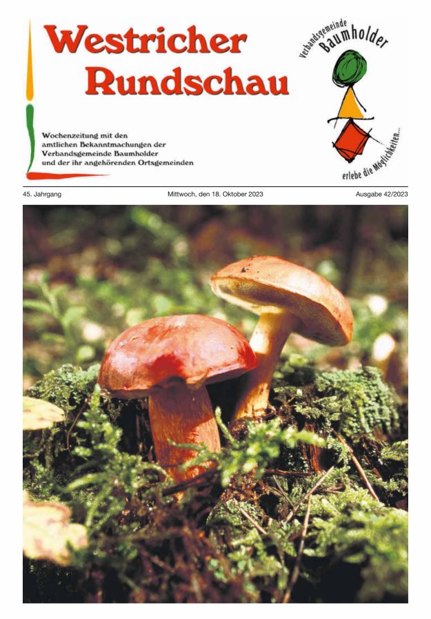 Westricher Rundschau VG Baumholder Titelblatt 42/2023