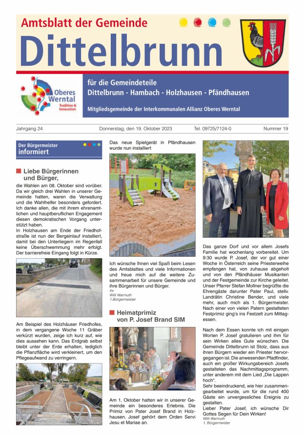 Amtsblatt der Gemeinde Dittelbrunn Titelblatt 19/2023