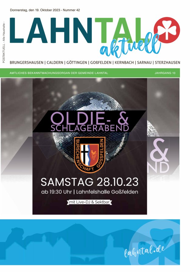 Amtliches Bekanntmachungsorgan der Gemeinde Lahntal Titelblatt 42/2023