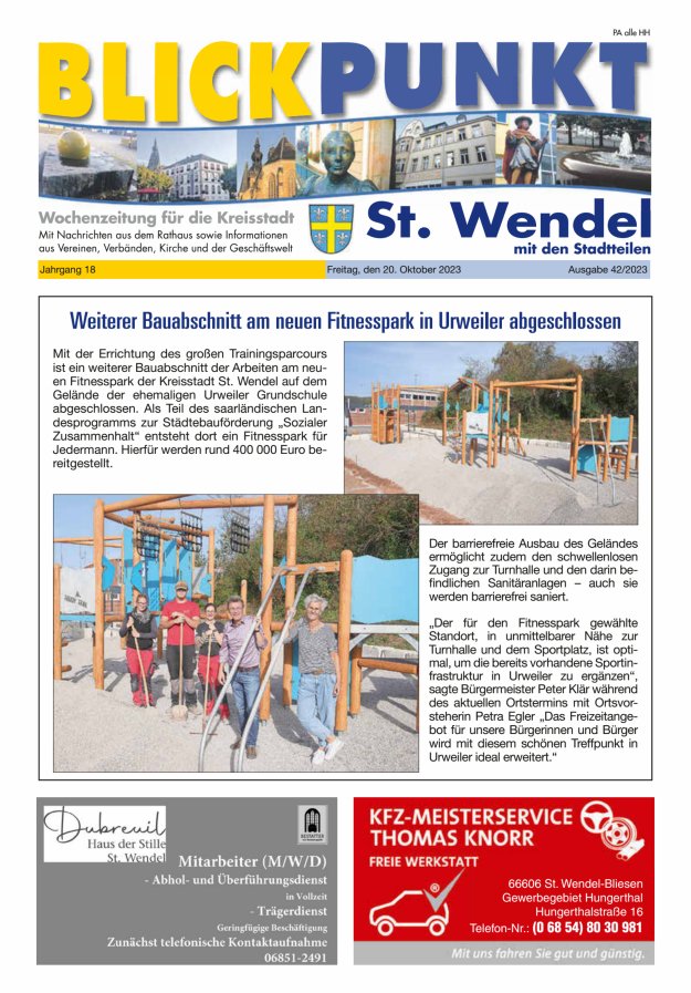 Blickpunkt St Wendel Titelblatt 42/2023