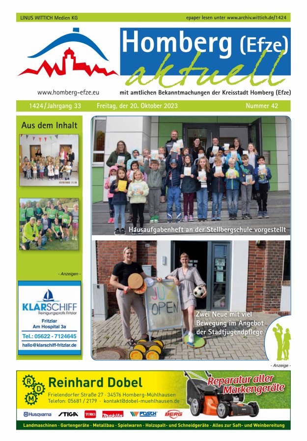 Homberg Efze aktuell Titelblatt 42/2023
