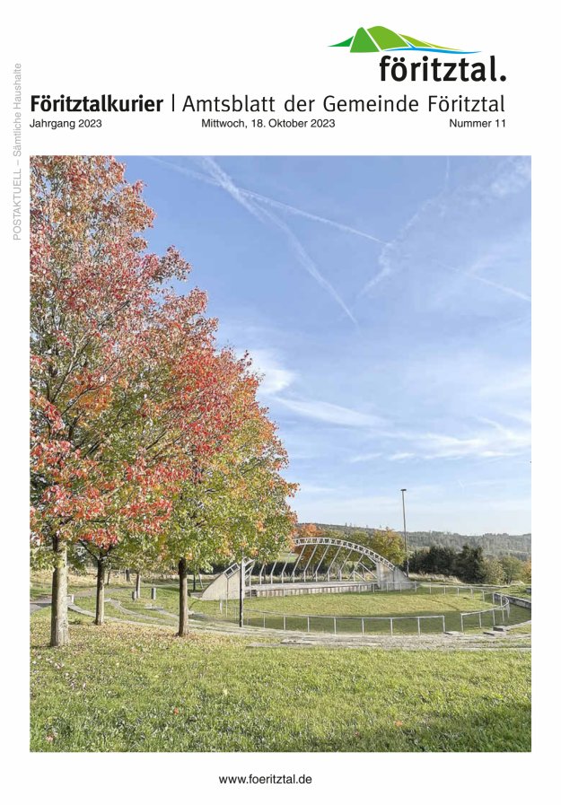 Amtsblatt der Gemeinde Föritztal Titelblatt 11/2023