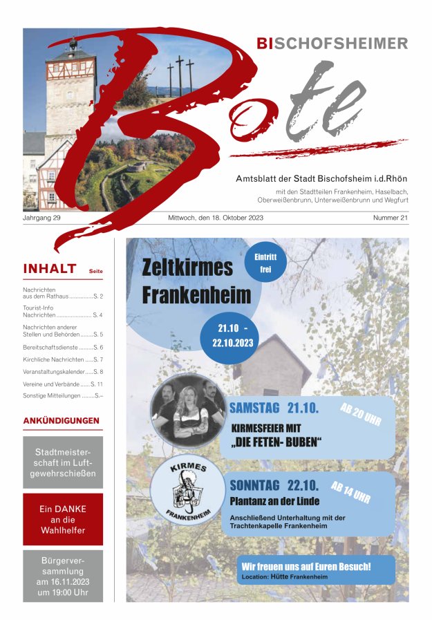 Bischofsheimer Bote Titelblatt 21/2023