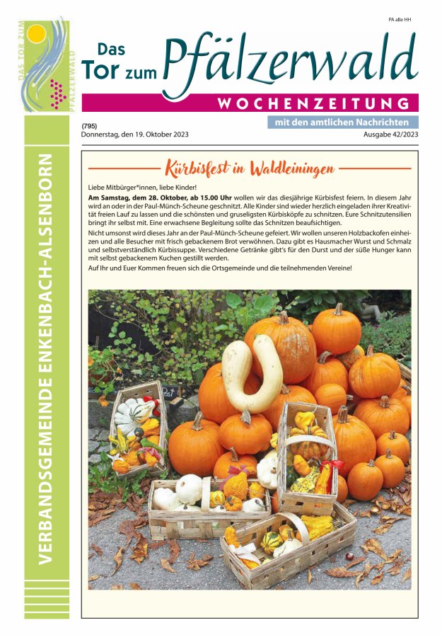 Das Tor zum Pfälzer Wald - VG Enkenbach-Alsenborn Titelblatt 42/2023