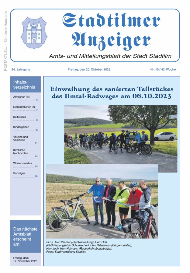 Stadtilmer Anzeiger Titelblatt 10/2023
