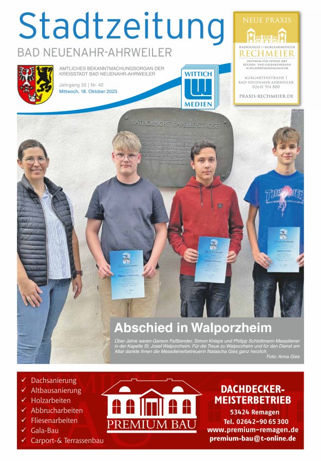 Stadtzeitung Bad Neuenahr-Ahrweiler Titelblatt 42/2023