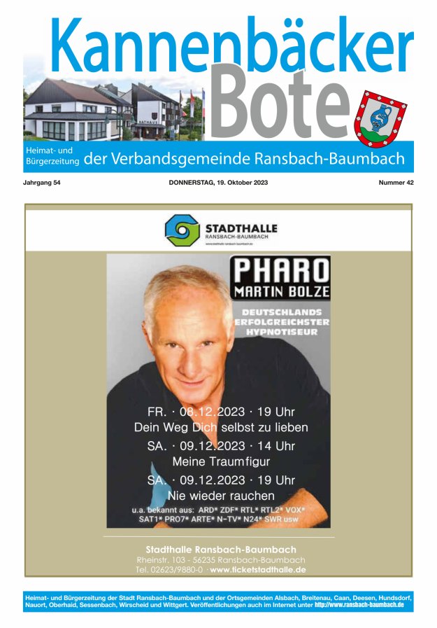 Kannenbäcker-Bote der Verbandsgemeinde Ransbach-Baumbach Titelblatt 42/2023