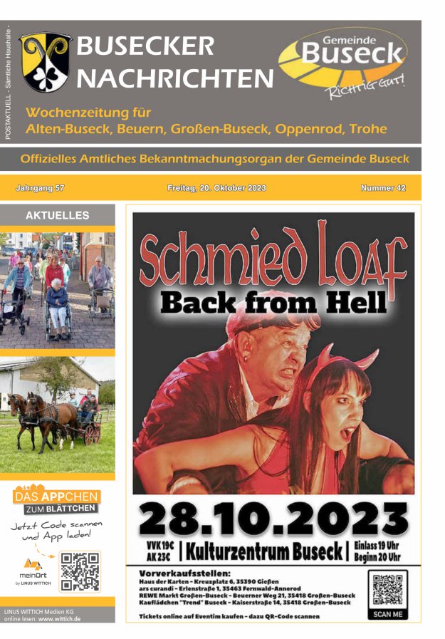 Busecker Nachrichten Titelblatt 42/2023