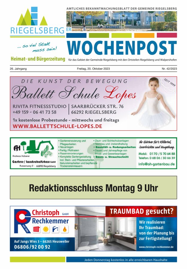 Riegelsberger Wochenpost Titelblatt 42/2023