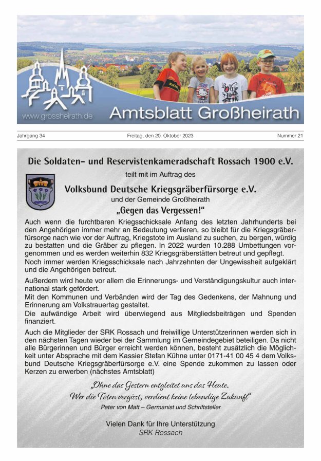 Amtsblatt Großheirath Titelblatt 21/2023