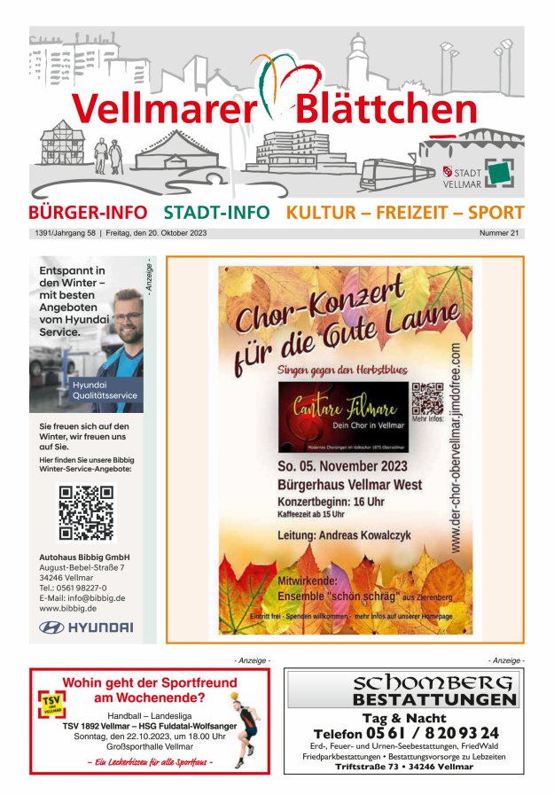 Vellmarer Blättchen Titelblatt 21/2023
