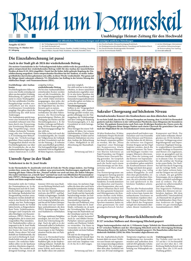 Rund um Hermeskeil Titelblatt 42/2023