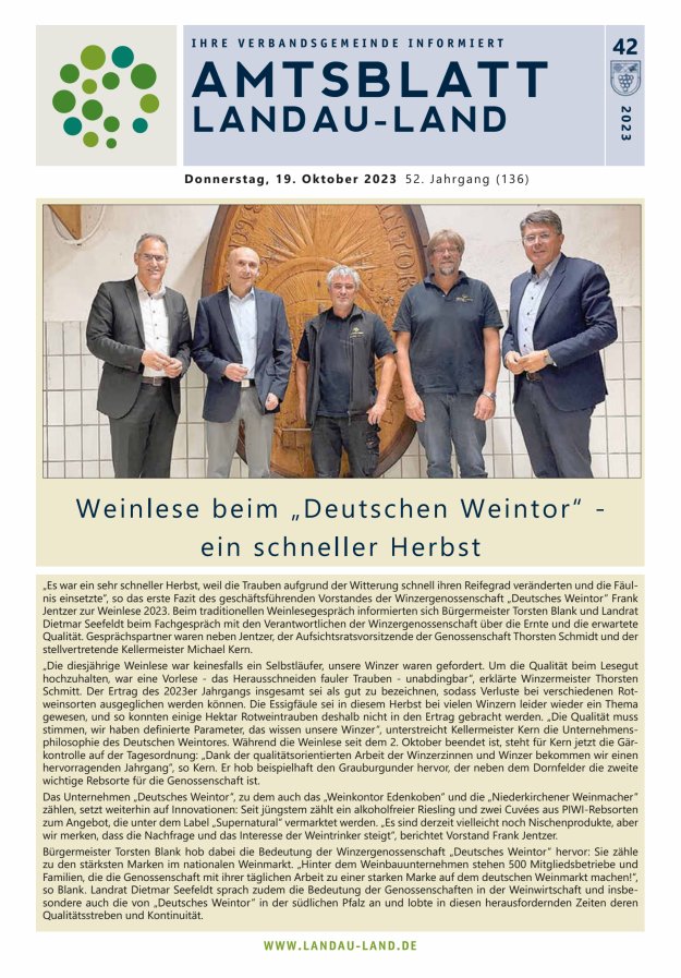 Amtsblatt VG Landau-Land Titelblatt 42/2023