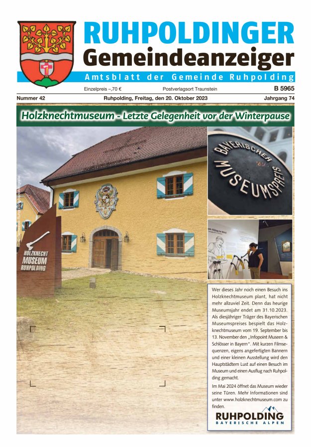 Ruhpoldinger Gemeindeanzeiger Titelblatt 42/2023