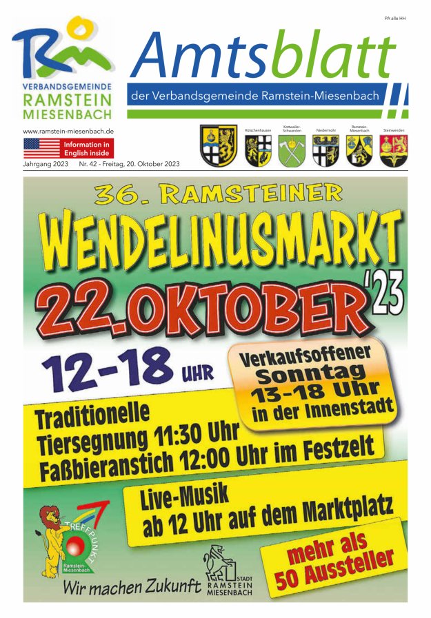 Amtsblatt VG Ramstein-Miesenbach Titelblatt 42/2023