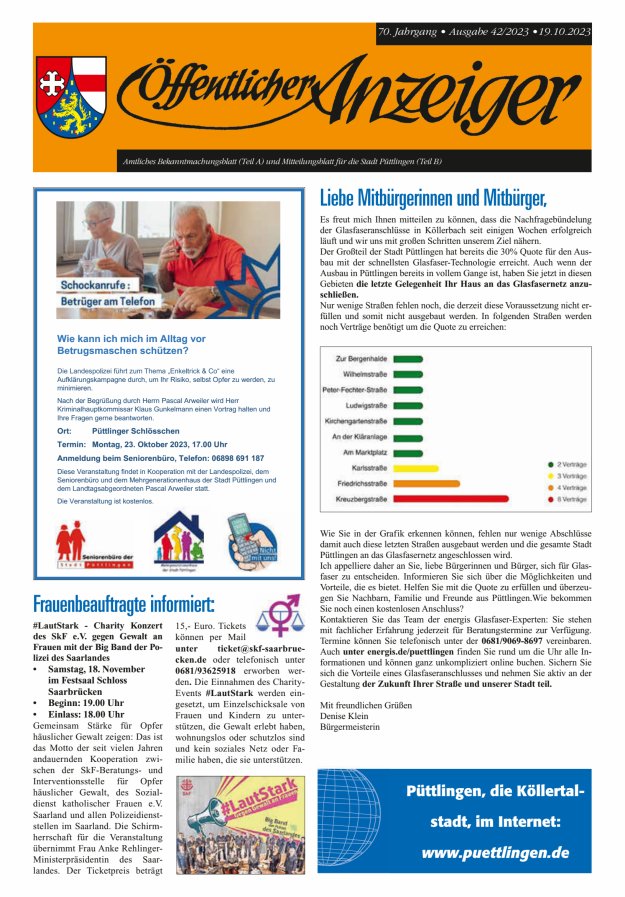 Öffentlicher Anzeiger - Stadt Püttlingen Titelblatt 42/2023