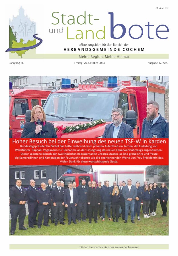 Stadt- und Landbote VG Cochem Titelblatt 42/2023