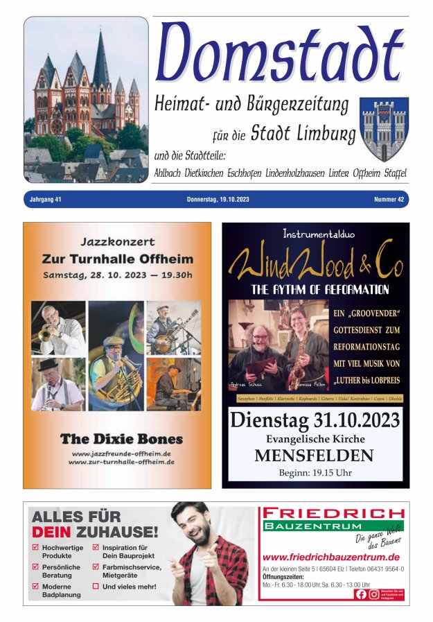 Domstadt - Heimat- und Bürgerzeitung für die Stadt Limburg Titelblatt 42/2023