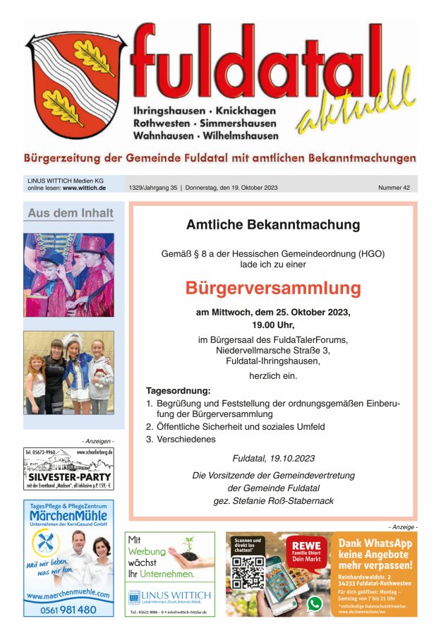 Fuldatal aktuell Titelblatt 42/2023