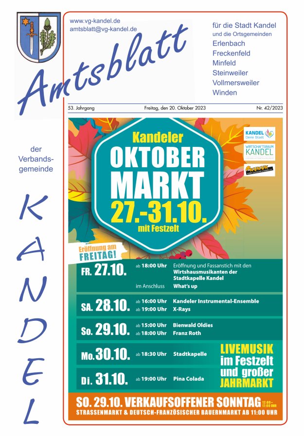Amtsblatt VG Kandel Titelblatt 42/2023