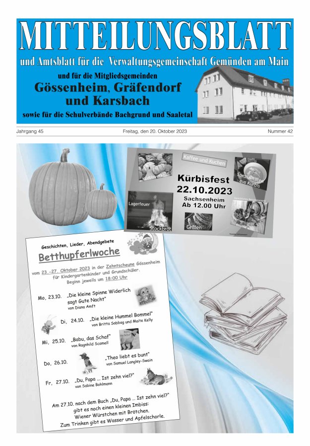 Mitteilungsblatt der VG Gemünden a Main Titelblatt 42/2023