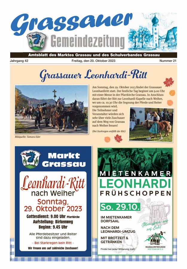 Grassauer Gemeindezeitung Titelblatt 21/2023