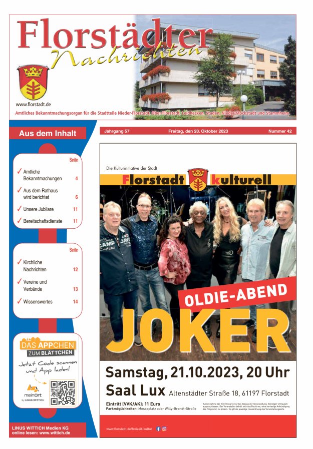 Florstädter Nachrichten Titelblatt 42/2023