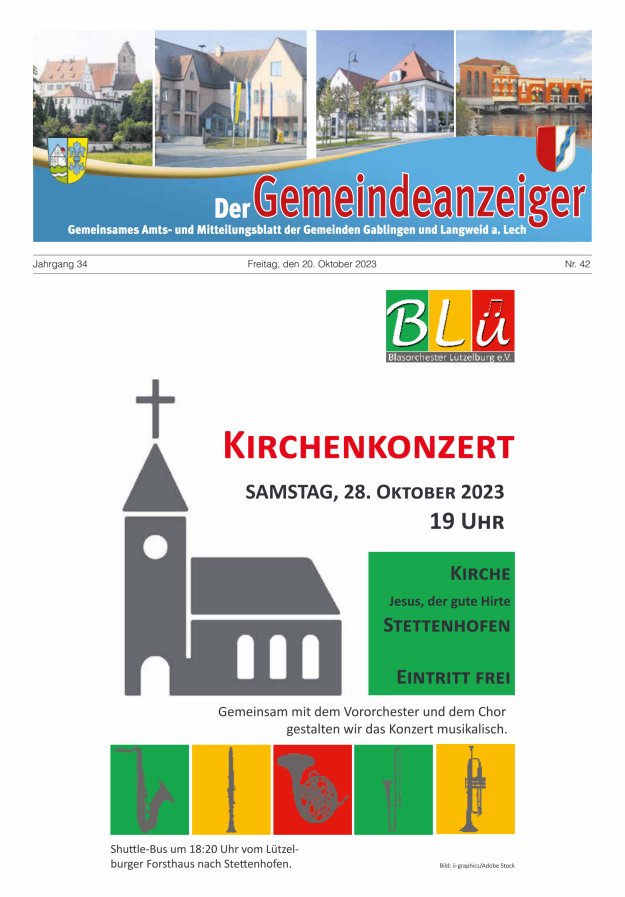 Der Gemeindeanzeiger - Gablingen Langweid Titelblatt 42/2023