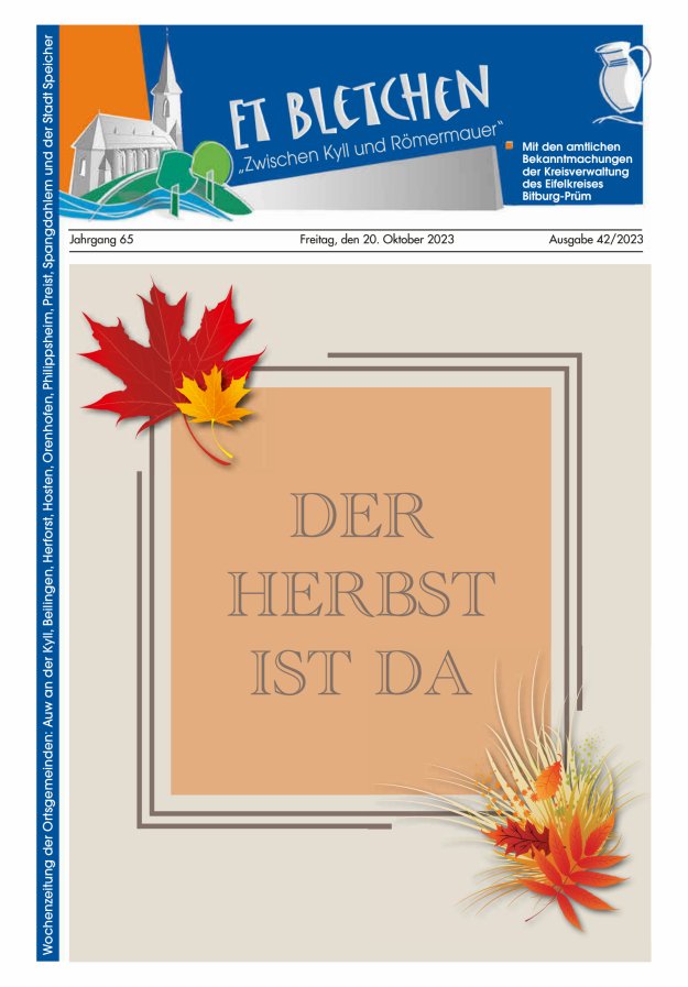 Et Bletchen VG Speicher Titelblatt 42/2023