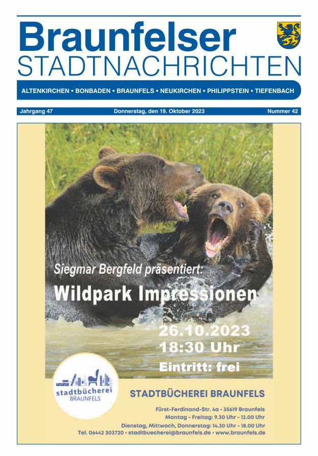 Braunfelser Stadtnachrichten Titelblatt 42/2023