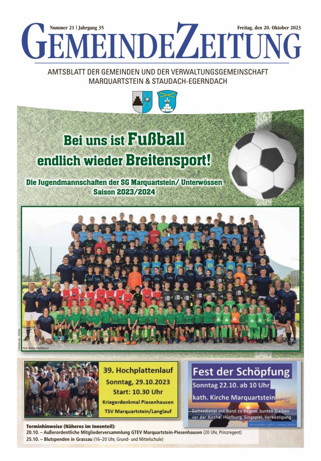 Marquartsteiner und Staudach-Egerndacher Nachrichten Titelblatt 21/2023