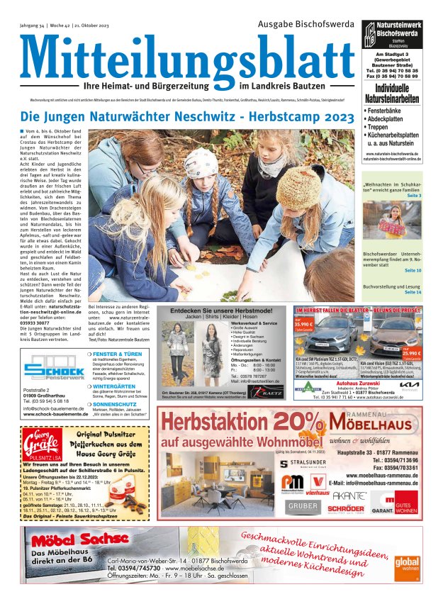 Mitteilungsblatt LK Bautzen Ausgabe Bischofswerda Titelblatt 41/2023