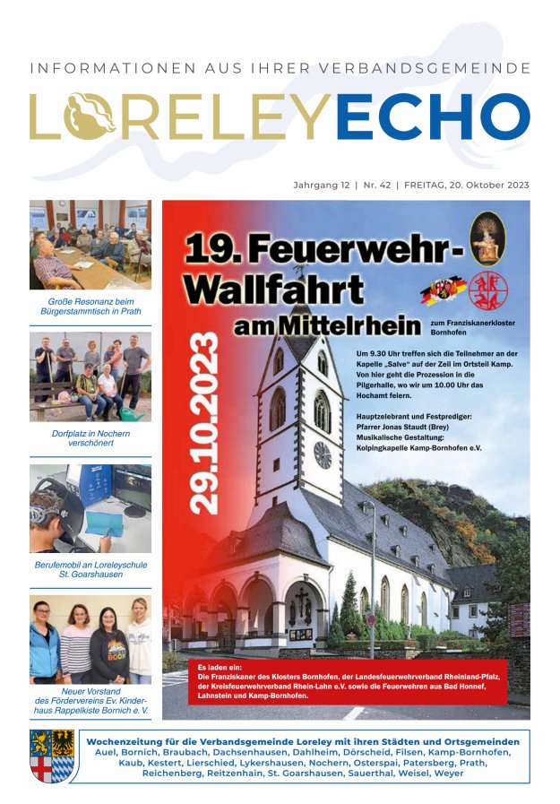 Loreley-Echo - Mitteilungsblatt der Verbandsgemeinde Loreley Titelblatt 42/2023