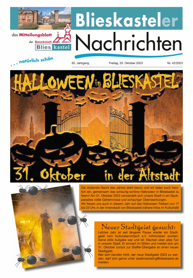 Blieskasteler Nachrichten  Titelblatt 42/2023