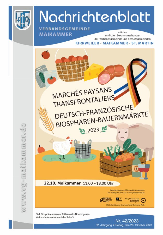 Nachrichtenblatt VG Maikammer Titelblatt 42/2023