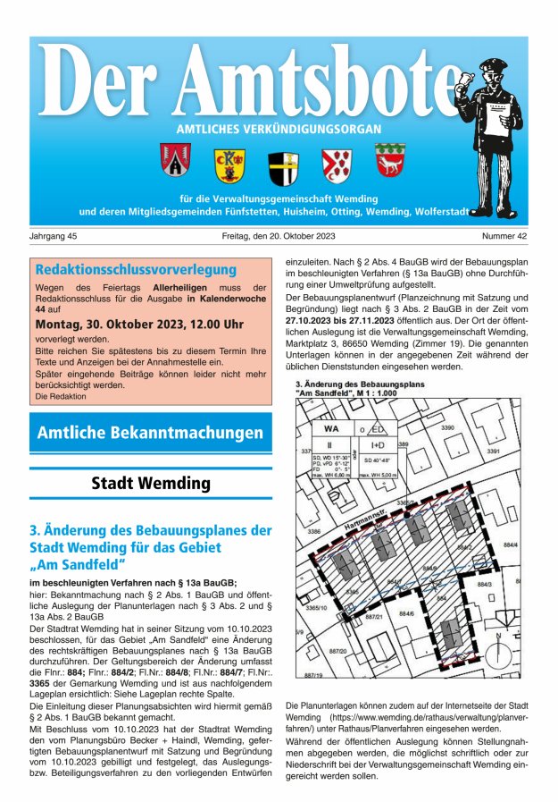 Der Amtsbote - Wemding Verwaltungsgemeinschaft Titelblatt 42/2023