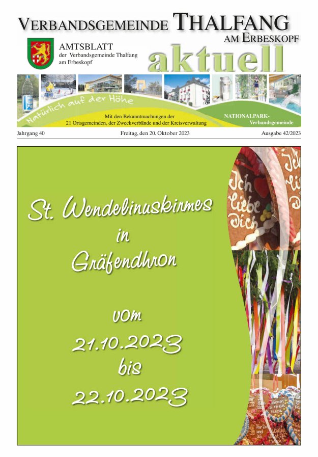Thalfang aktuell - Amtsblatt VG Thalfang Titelblatt 42/2023