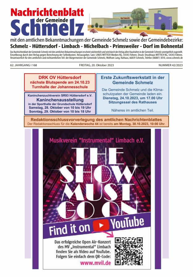 Nachrichtenblatt Schmelz Titelblatt 42/2023