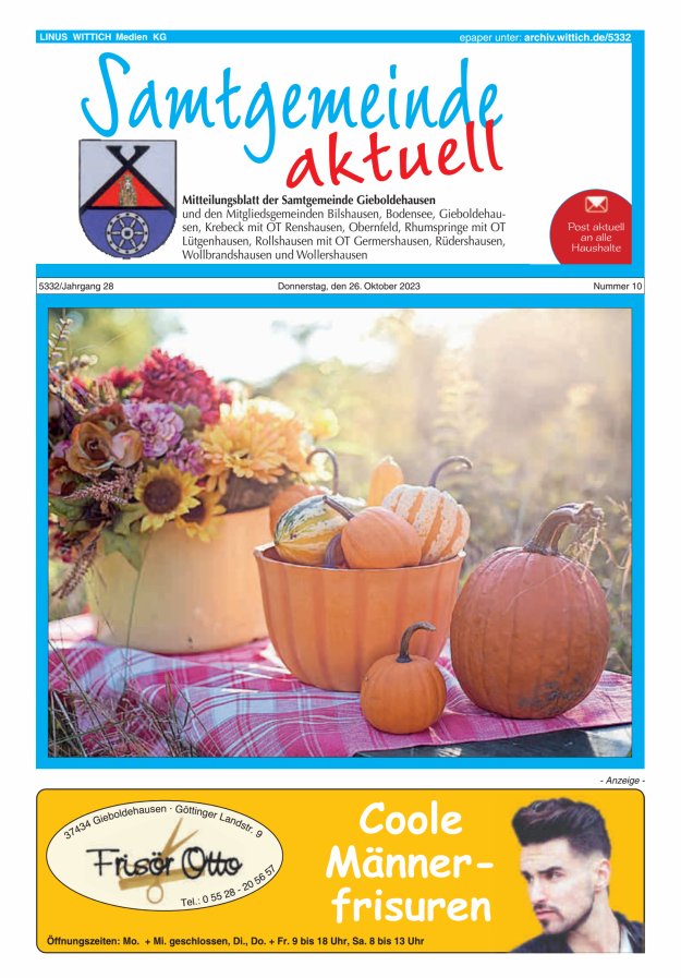 Samtgemeinde aktuell Gieboldehausen Titelblatt 10/2023