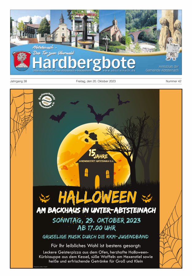Hardbergbote - Mitteilungsblatt der Gemeinde Abtsteinach Titelblatt 42/2023
