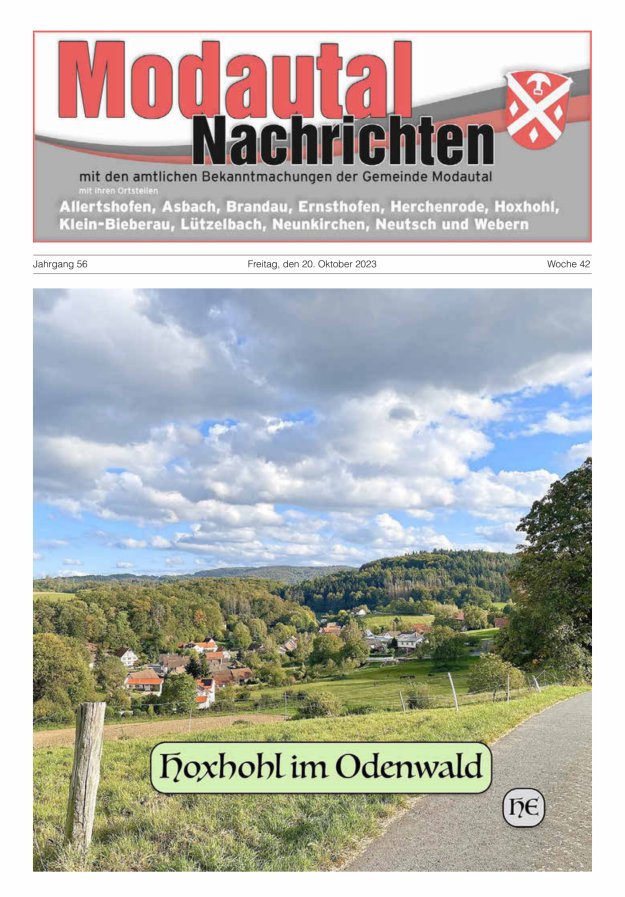 Modautal-Nachrichten Titelblatt 42/2023