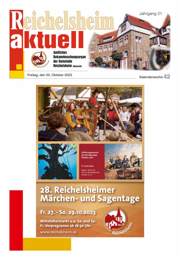 Reichelsheim aktuell - Amtsblatt der Gemeinde Reichelsheim(Odenwald) Titelblatt 42/2023